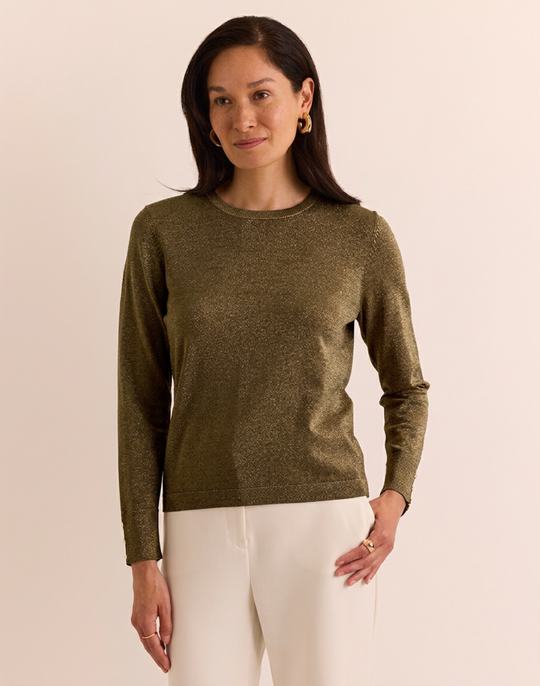 Muriel Long Sleeve Shimmer Sweater