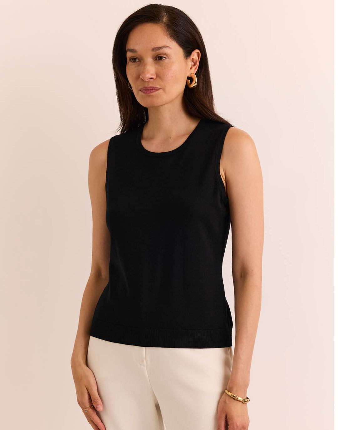 Maria Sleeveless Ribbed Trim Tank