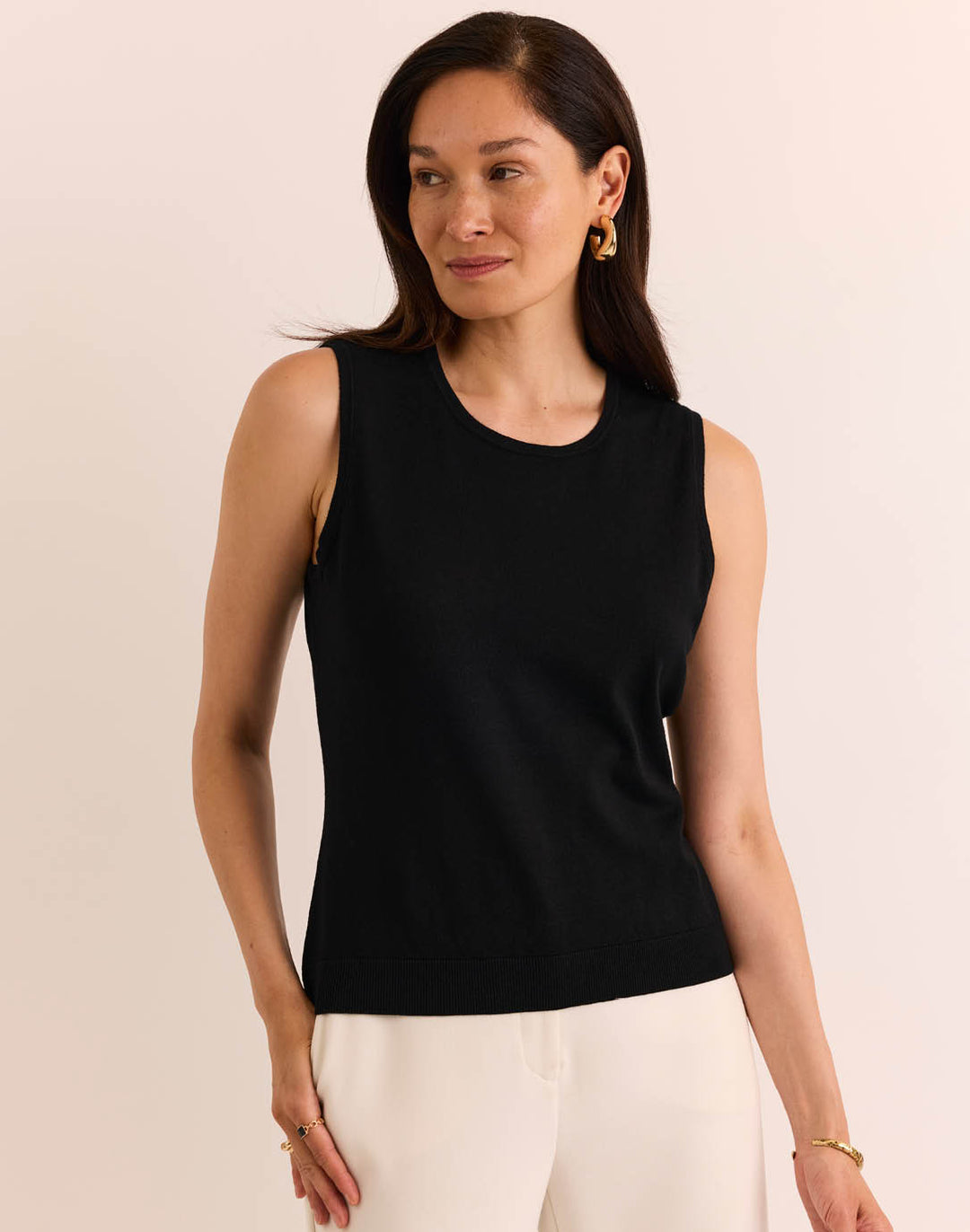 Maria Sleeveless Ribbed Trim Tank