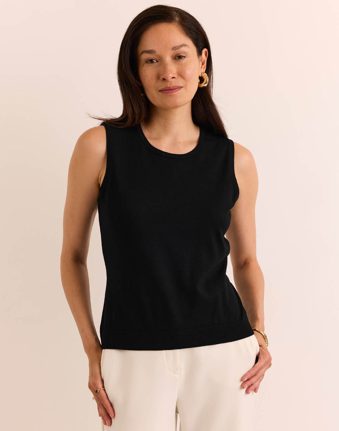 Maria Sleeveless Ribbed Trim Tank