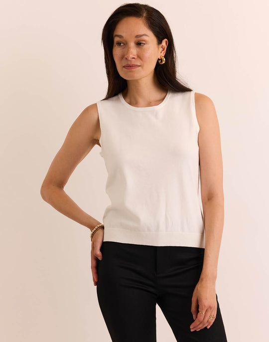 Maria Sleeveless Ribbed Trim Tank