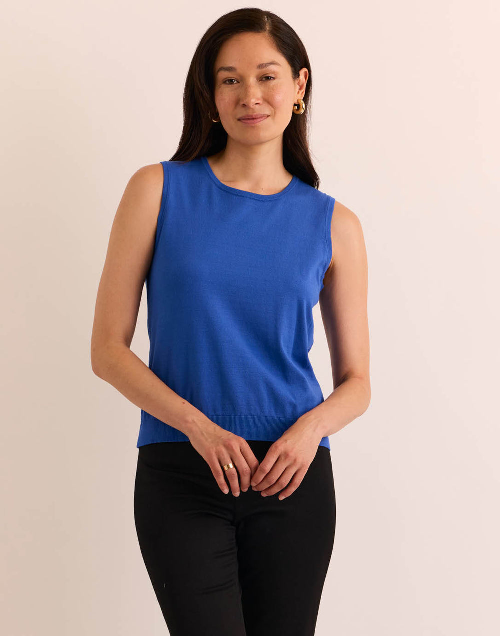 Maria Sleeveless Ribbed Trim Tank