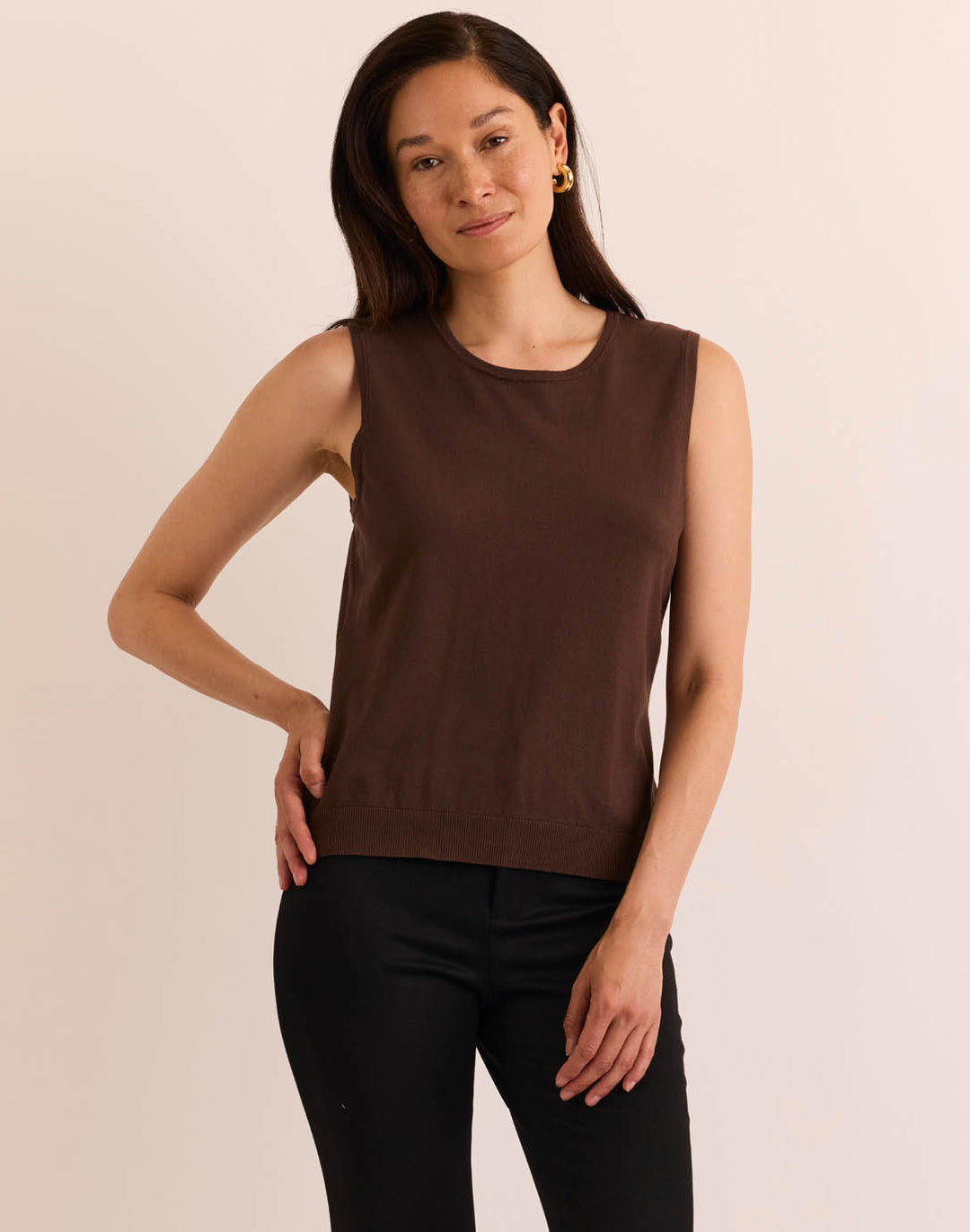 Maria Sleeveless Ribbed Trim Tank