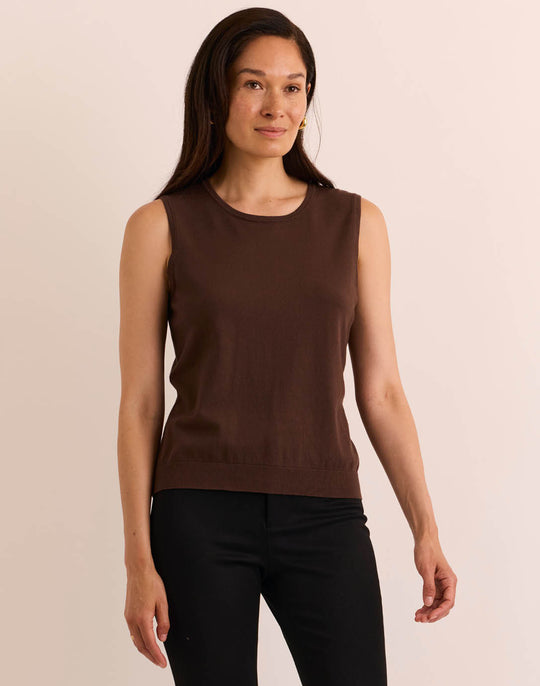 Maria Sleeveless Ribbed Trim Tank