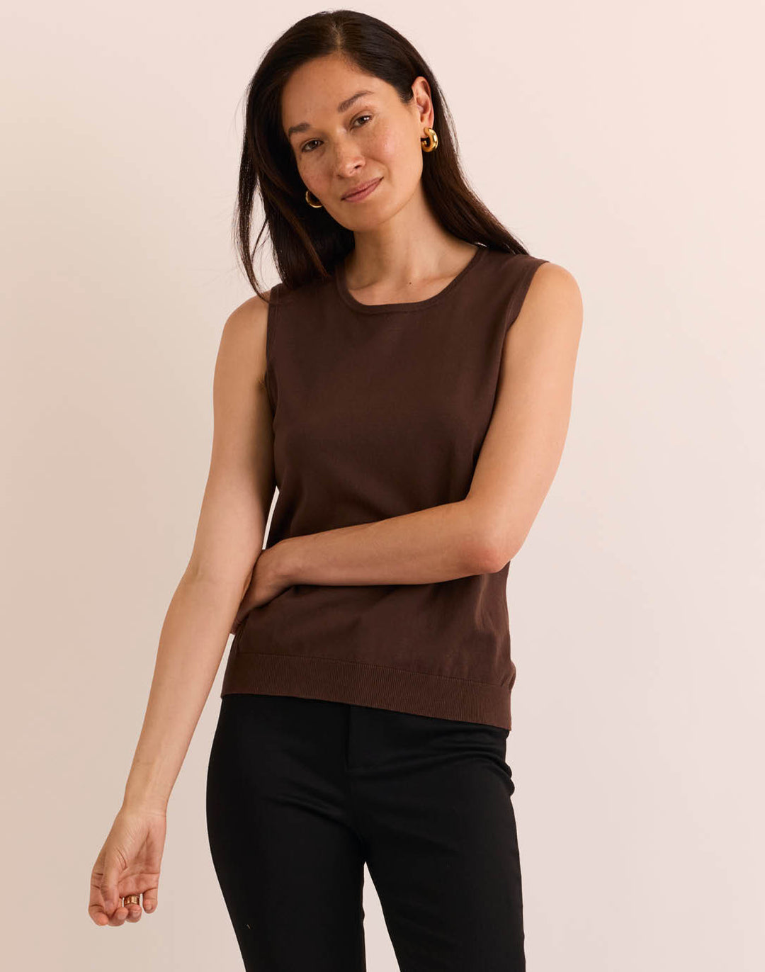 Maria Sleeveless Ribbed Trim Tank