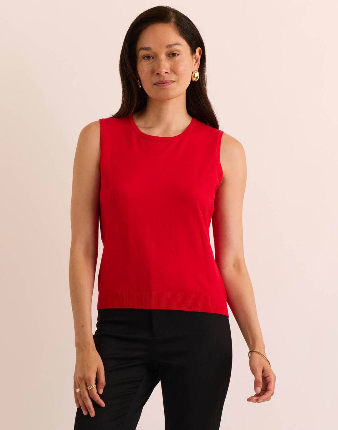 Maria Sleeveless Ribbed Trim Tank