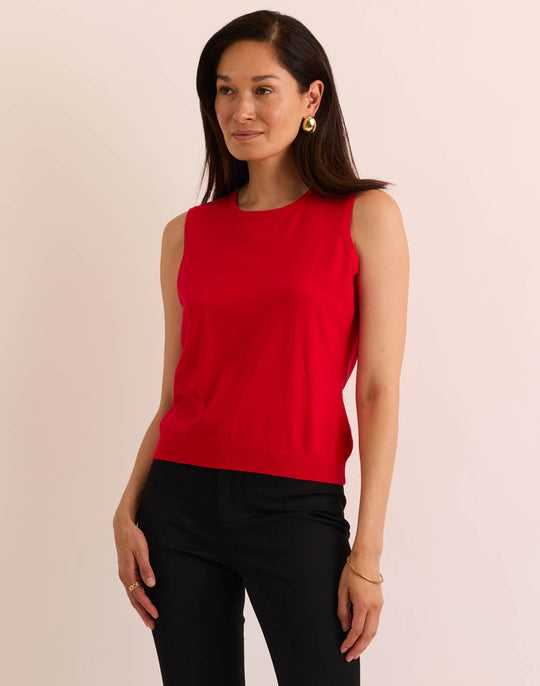 Maria Sleeveless Ribbed Trim Tank