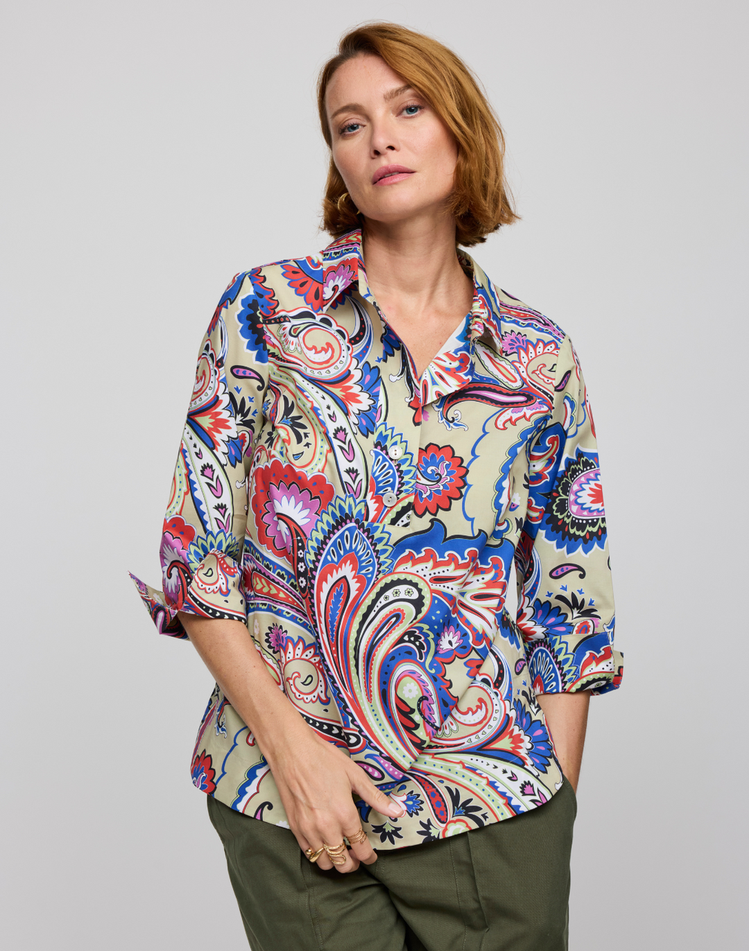 Charlotte 3/4 Sleeve Bohemia Paisley Print Top