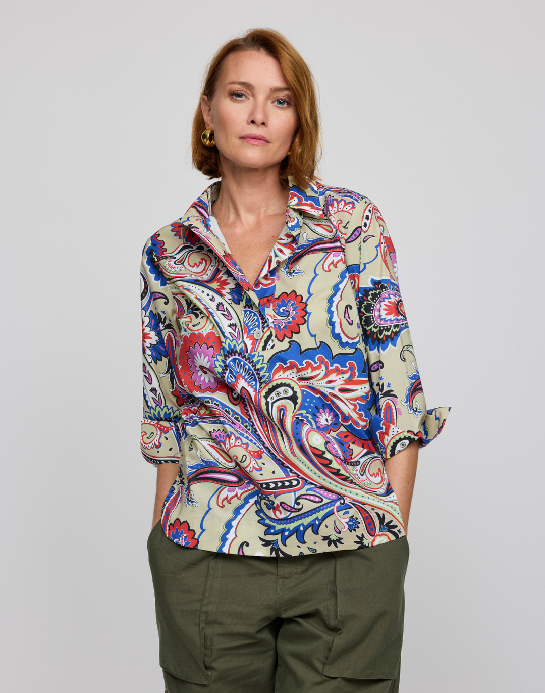 Charlotte 3/4 Sleeve Bohemia Paisley Print Top