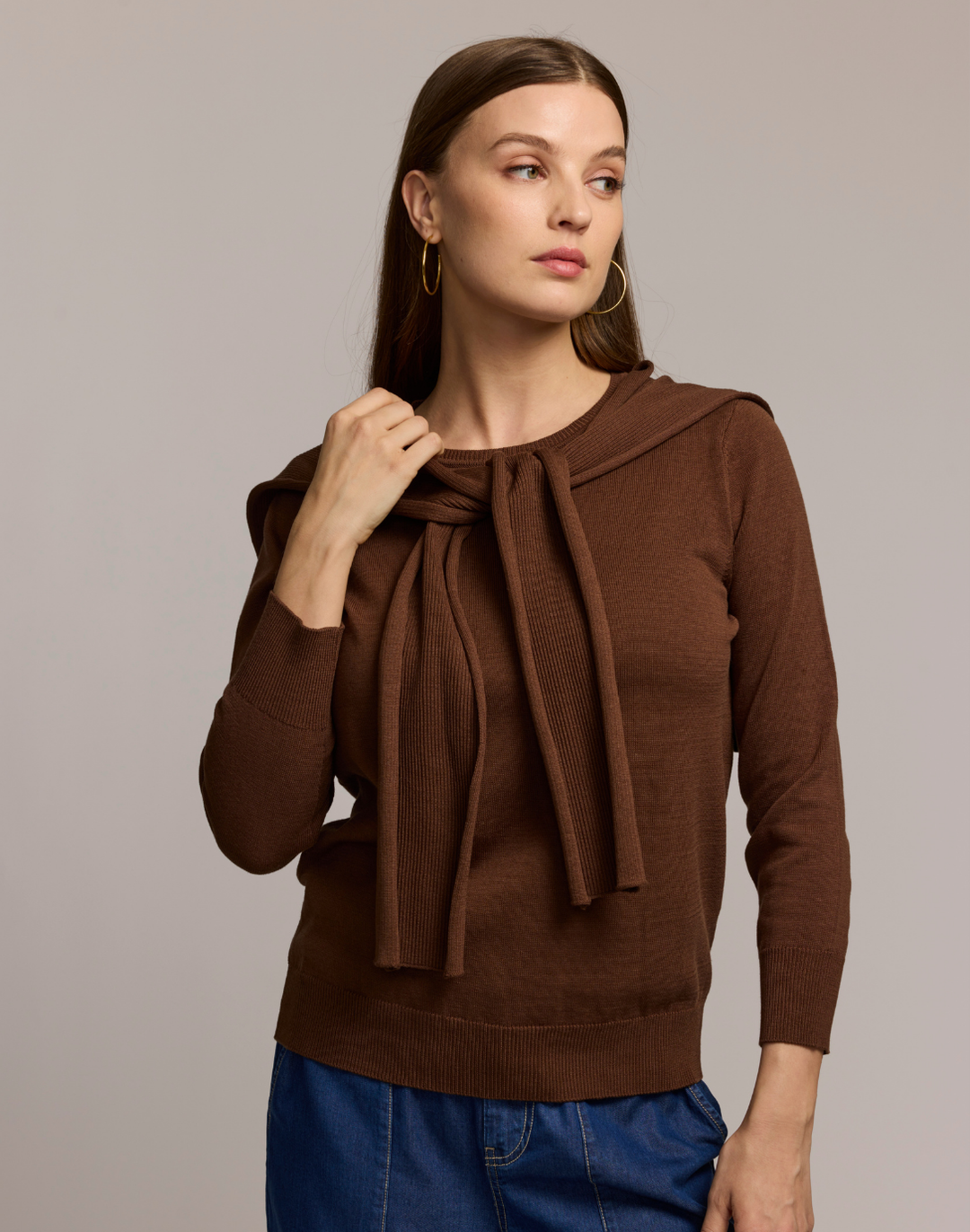 Sloane 3/4 Sleeve Tie Shoulder Sweater