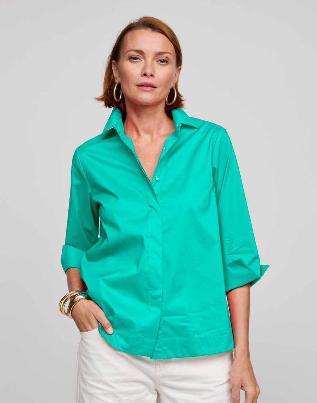 Xena 3/4 Sleeve Zip Back Shirt – Hinson Wu Xena 3/4 Sleeve Zip Back Shirt – Hinson Wu