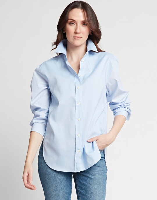 FINAL SALE / NO RETURN, NO EXCHANGE - Halsey Long Sleeve Solid Blocked Stripe Galore Shirt
