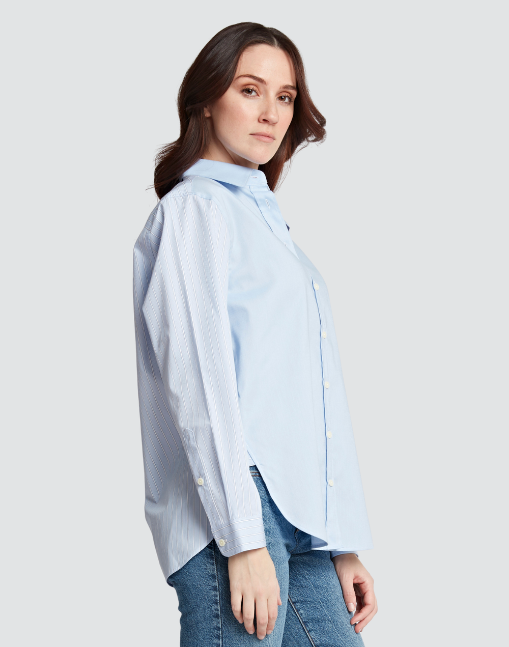 FINAL SALE / NO RETURN, NO EXCHANGE - Halsey Long Sleeve Solid Blocked Stripe Galore Shirt