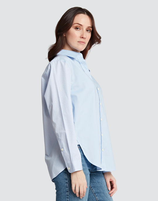 FINAL SALE / NO RETURN, NO EXCHANGE - Halsey Long Sleeve Solid Blocked Stripe Galore Shirt
