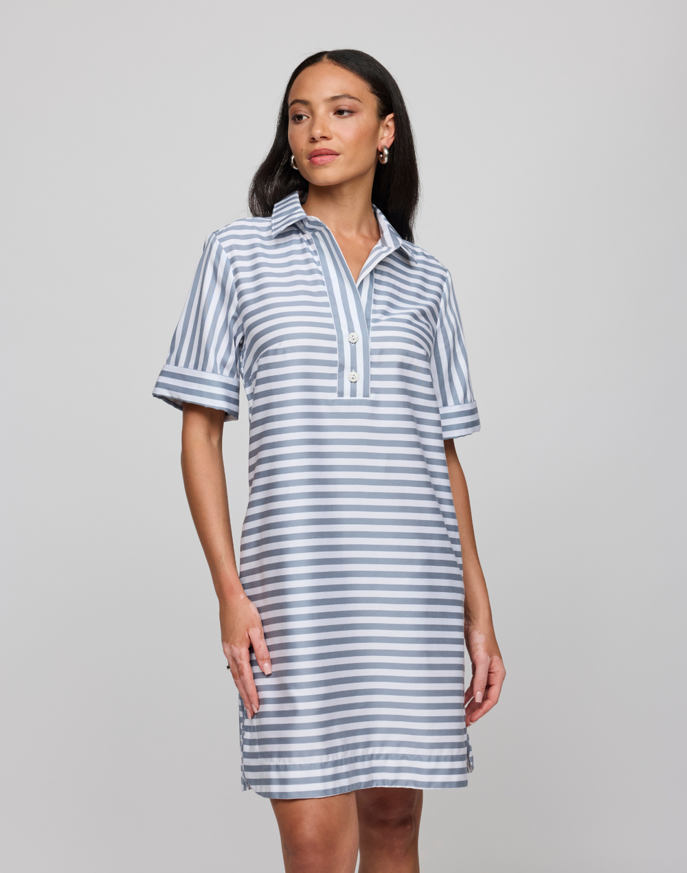 Aileen Short Sleeve Stripe/Gingham Dress