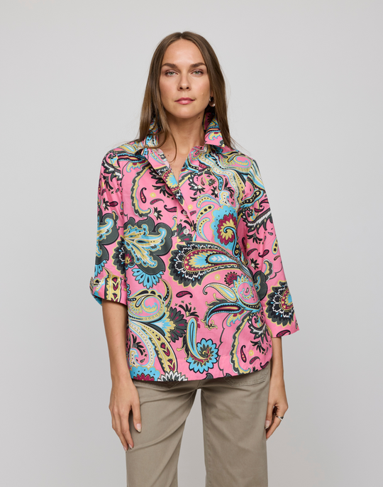 Charlotte 3/4 Sleeve Bohemia Paisley Print Top