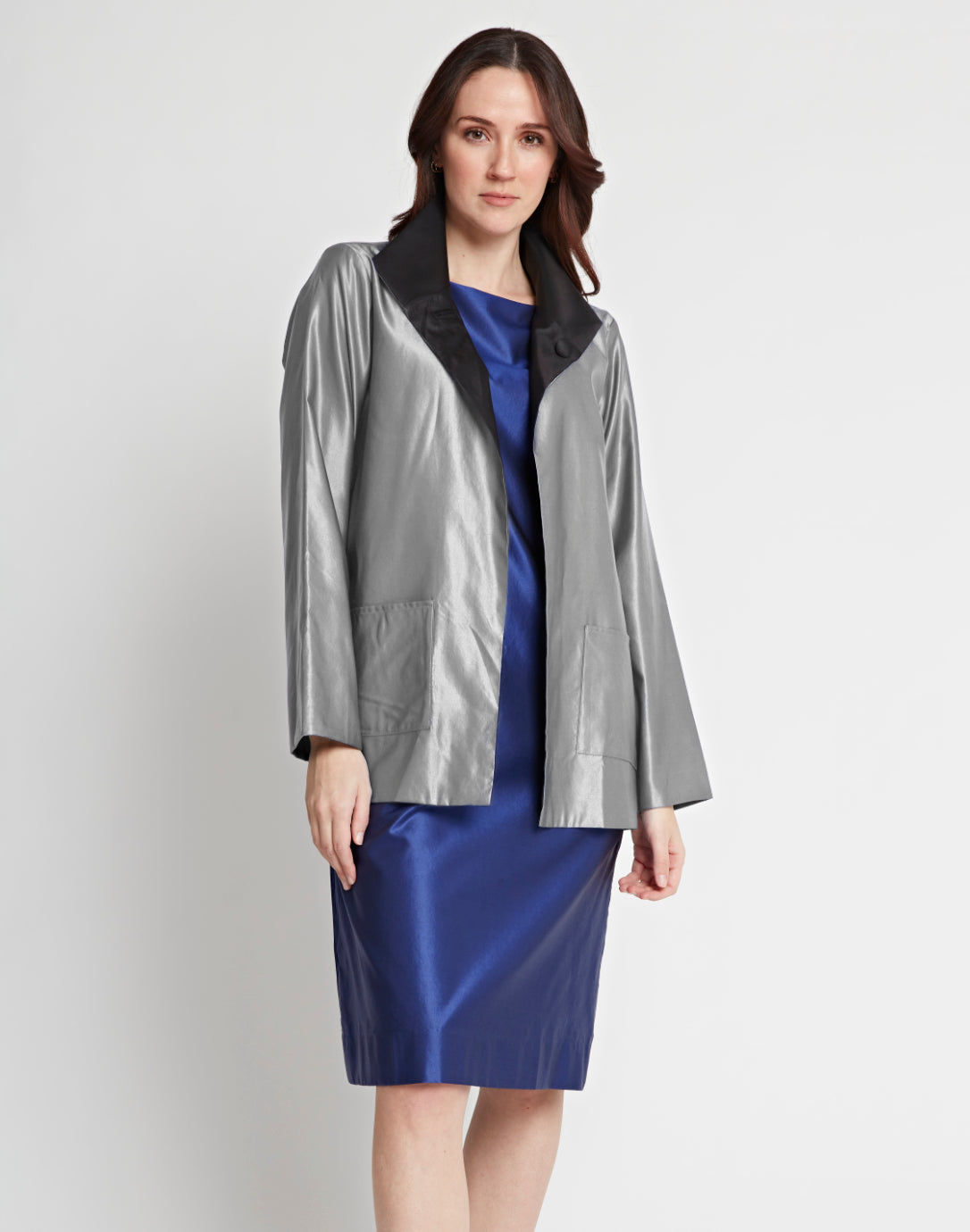 Constance Reversible Long Sleeve Silk Satin Blend Jacket Hinson Wu