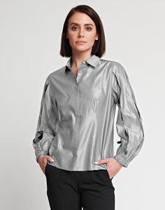 Daniela Long Sleeve Silk Blend Satin Shirt