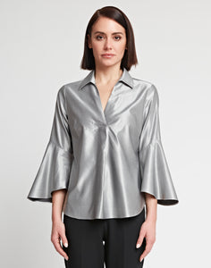 Nicole Bracelet Sleeve Silk Blend Satin Top