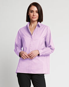 Sara Long Sleeve Pleated Back Cotton Shirt