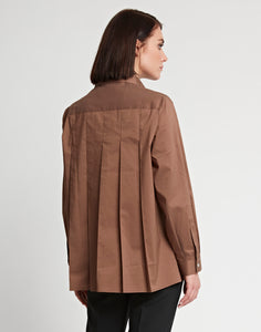 Sara Long Sleeve Pleated Back Cotton Shirt