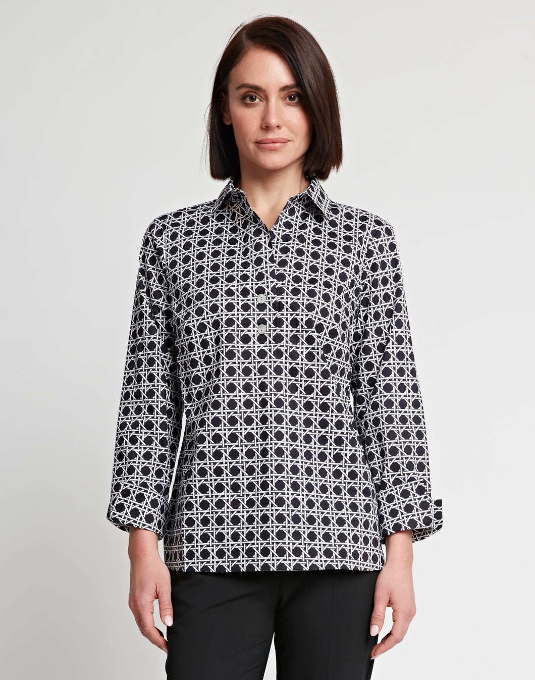 Charlotte 3/4 Sleeve Lattice Print Top