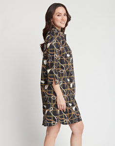 Aileen 3/4 Sleeve Chain Motif Print Dress