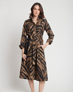 Tamron Long Sleeve Abstract Zebra Print Dress