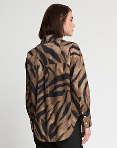 Larissa Long Sleeve Abstract Zebra Shirt