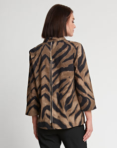 Xena 3/4 Sleeve Abstract Zebra Shirt