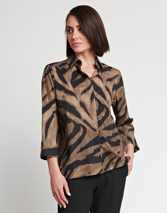 Xena 3/4 Sleeve Abstract Zebra Shirt