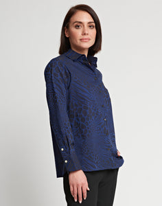 Margot Long Sleeve Animal Jacquard Shirt