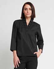 Load image into Gallery viewer, Helena 3/4 Sleeve Ruffle Neck Cotton Top