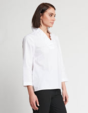 Load image into Gallery viewer, Helena 3/4 Sleeve Ruffle Neck Cotton Top