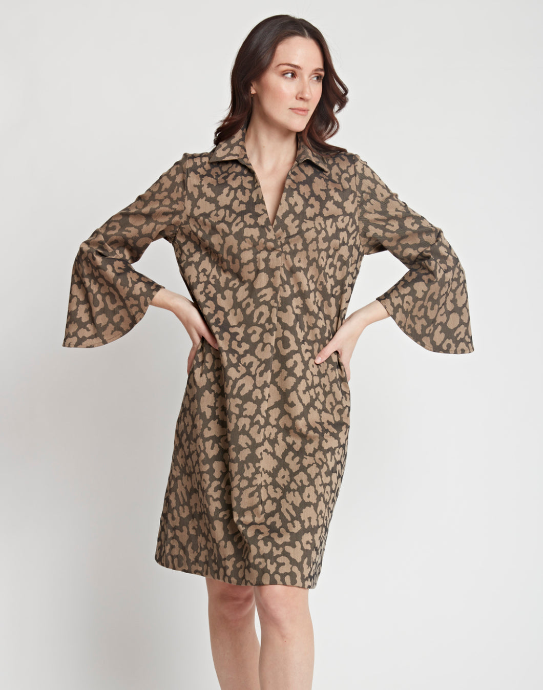 Nicole Bracelet Sleeve Oversized Animal Jacquard Dress