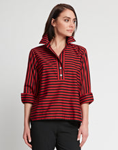Load image into Gallery viewer, Aileen 3/4 Sleeve Black Stripe/Gingham Combo Top