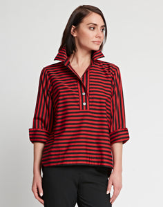 Aileen 3/4 Sleeve Stripe/Gingham Combo Top