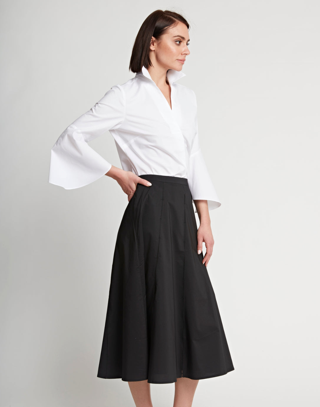Black a discount line cotton skirt