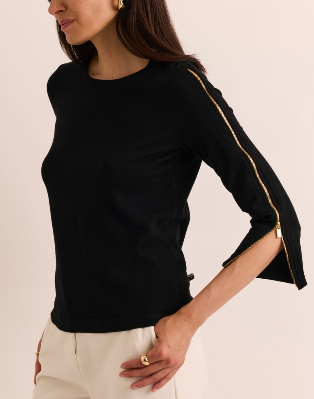 Antonella 3/4 Zipper Sleeve Sweater