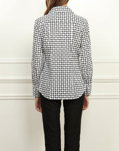Kelly Double Collar Shirt In Black and White Chainlink Print