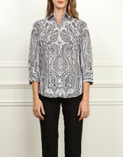 Load image into Gallery viewer, Diane Classic Fit Shirt In Black and White Paisley Print