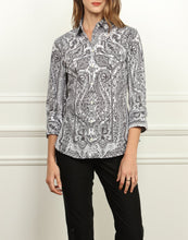 Load image into Gallery viewer, Diane Classic Fit Shirt In Black and White Paisley Print