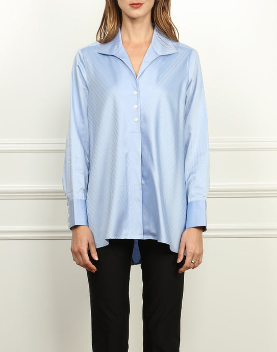 Betty Wing Collar A-line Tunic In Herringbone Weave