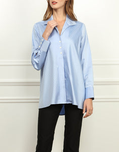 Betty Wing Collar A-line Tunic In Herringbone Weave