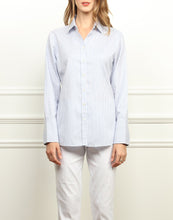 Load image into Gallery viewer, Meghan Luxe Cotton Relaxed Fit Shirt In Blue and White Stripe