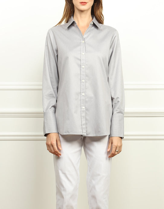 Meghan Luxe Cotton Shirt In Tahitian Pearl and White Stripe