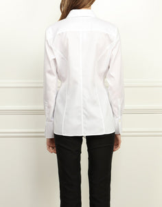 Marie Luxe Cotton Tie Front Shirt In White