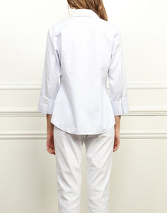 Clarice Luxe Cotton Classic Fit Shirt in Stripe