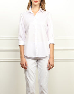 Clarice Luxe Cotton Classic Fit Shirt in Stripe