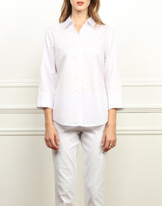Clarice Luxe Cotton Classic Fit Shirt in Stripe
